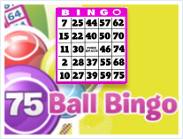 Beispiel für einen Bingo Spielschein für die 75 Ball Variante