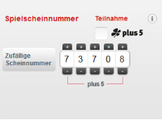 Online kann die Spielscheinnummer der Zusatzlotterie Plus5 beliebig ausgewählt werden